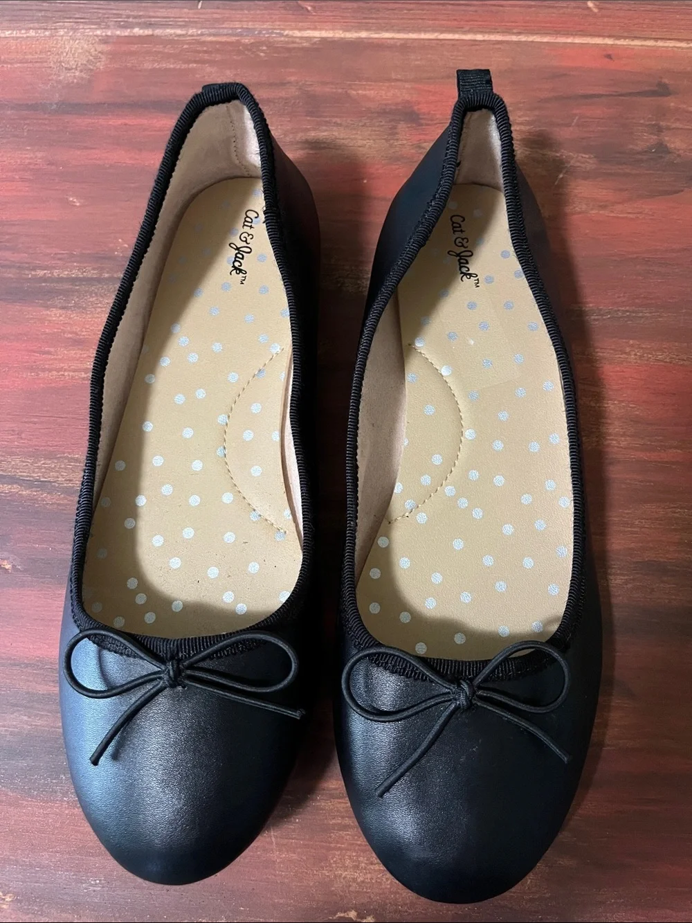 Cat & Jack Black Ballet Flats with Bow Trim